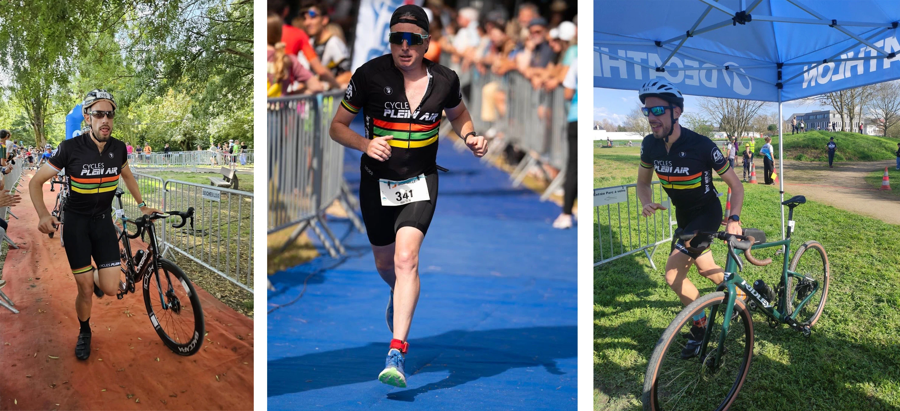 Alexandre et Julien en action sur le Triatlhon de Villevêque 2025