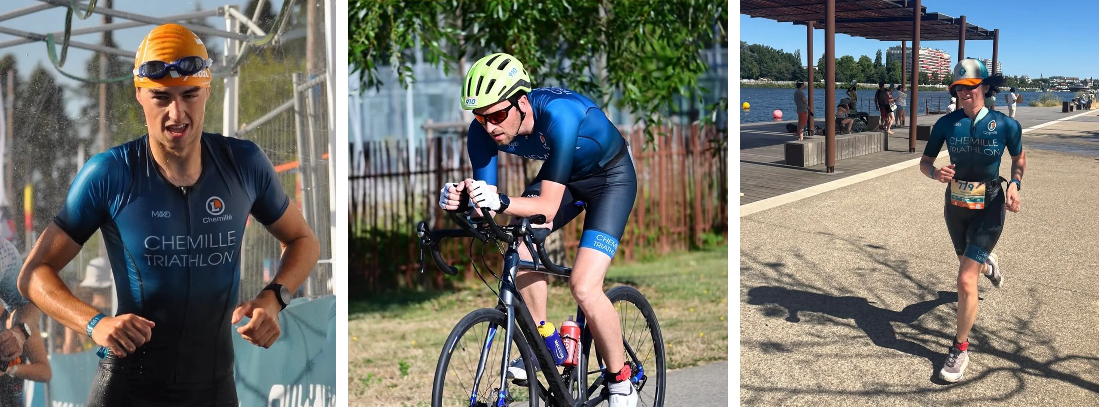Photographie du club de chemillé triatlhon, notamment sur le triathlon de vichy.